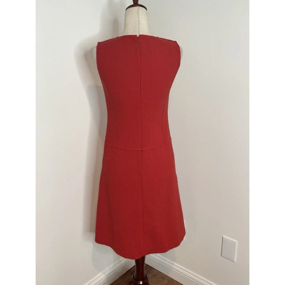 Lafayette 148 NY 2Pc Red Wool Longline Duster Coat Sz P & Sheath Dress Sz 0 Set